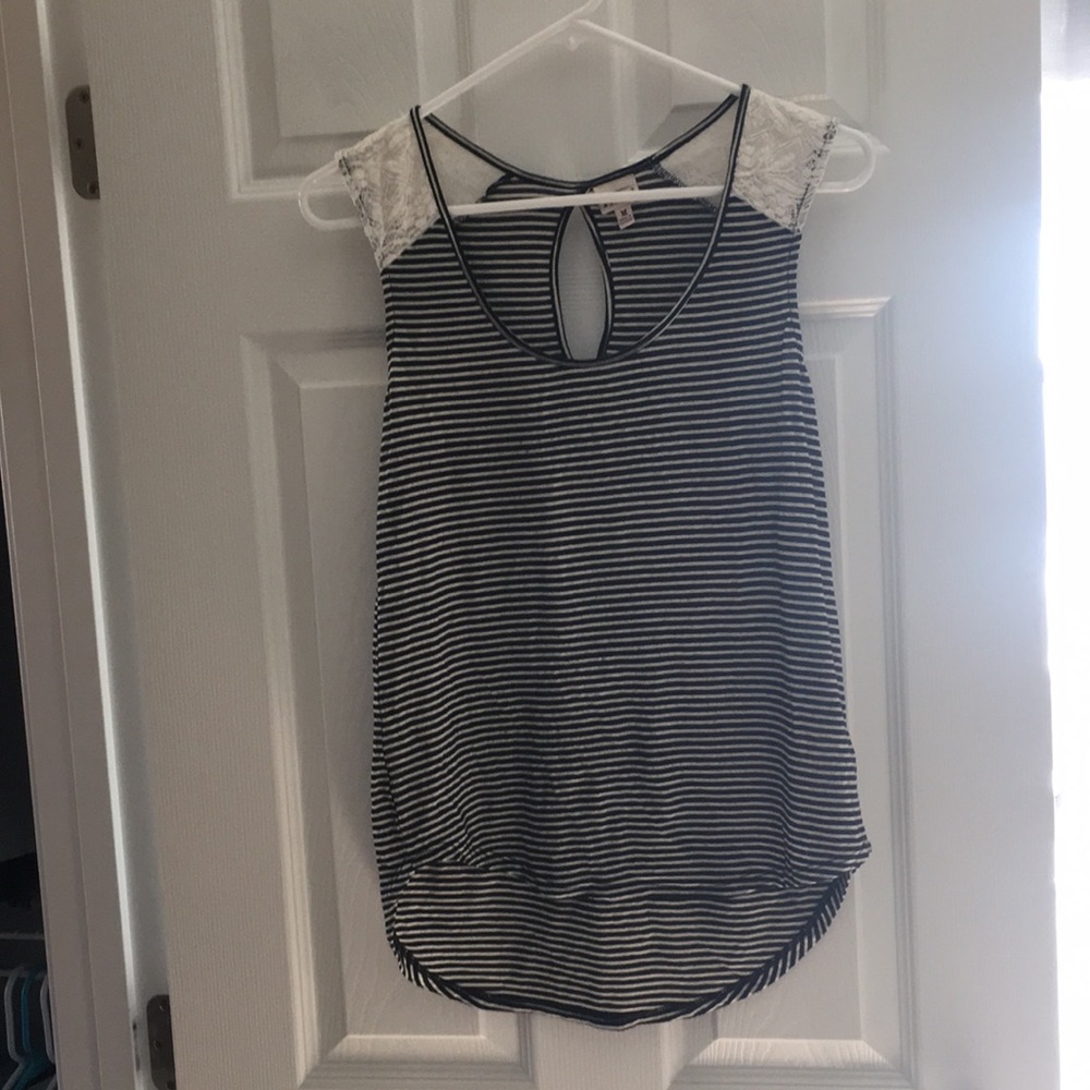 Mudd black and white striped tank top